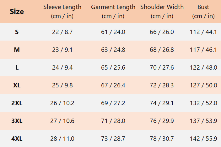 Women's hooded knit pullover size chart