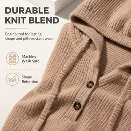 Women's Casual Ribbed Knit Pullover Hoodie