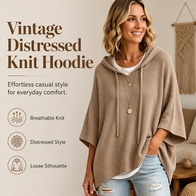 Women's hooded drawstring knit pullover product image 1