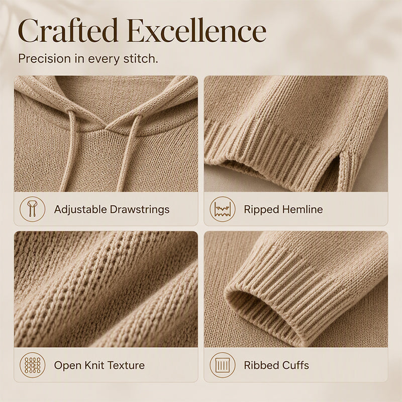 Women's hooded drawstring knit pullover product image 4