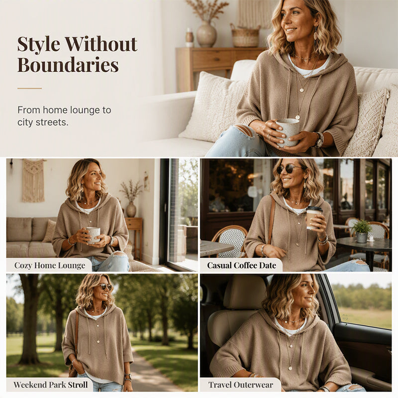 Women's hooded drawstring knit pullover product image 6