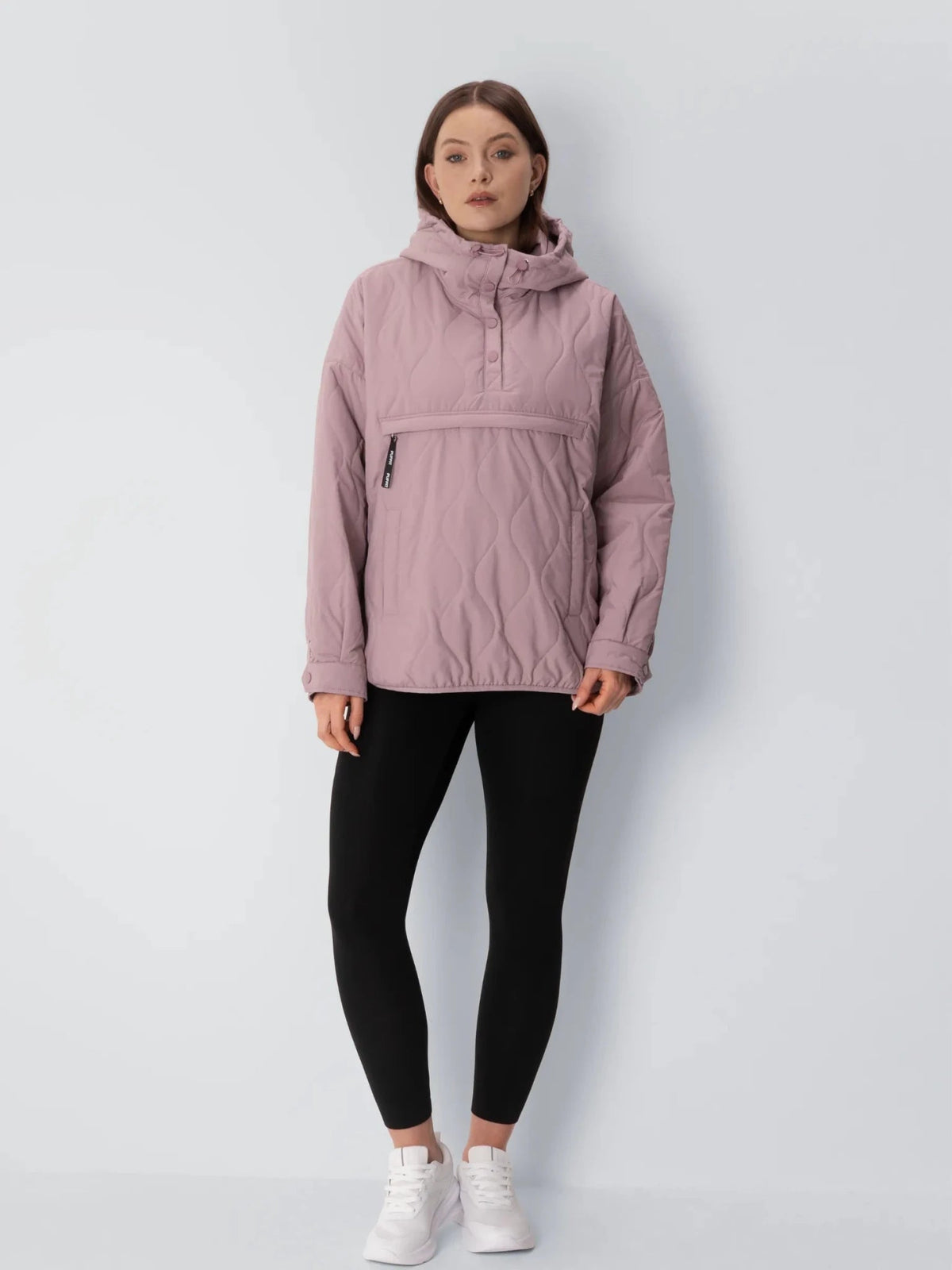 Unisex packable quilted puffer hoodie in claremont pink